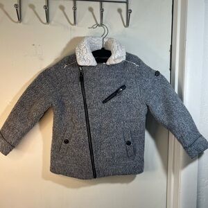 Zara Gray Kids Jacket with Sherpa Collar